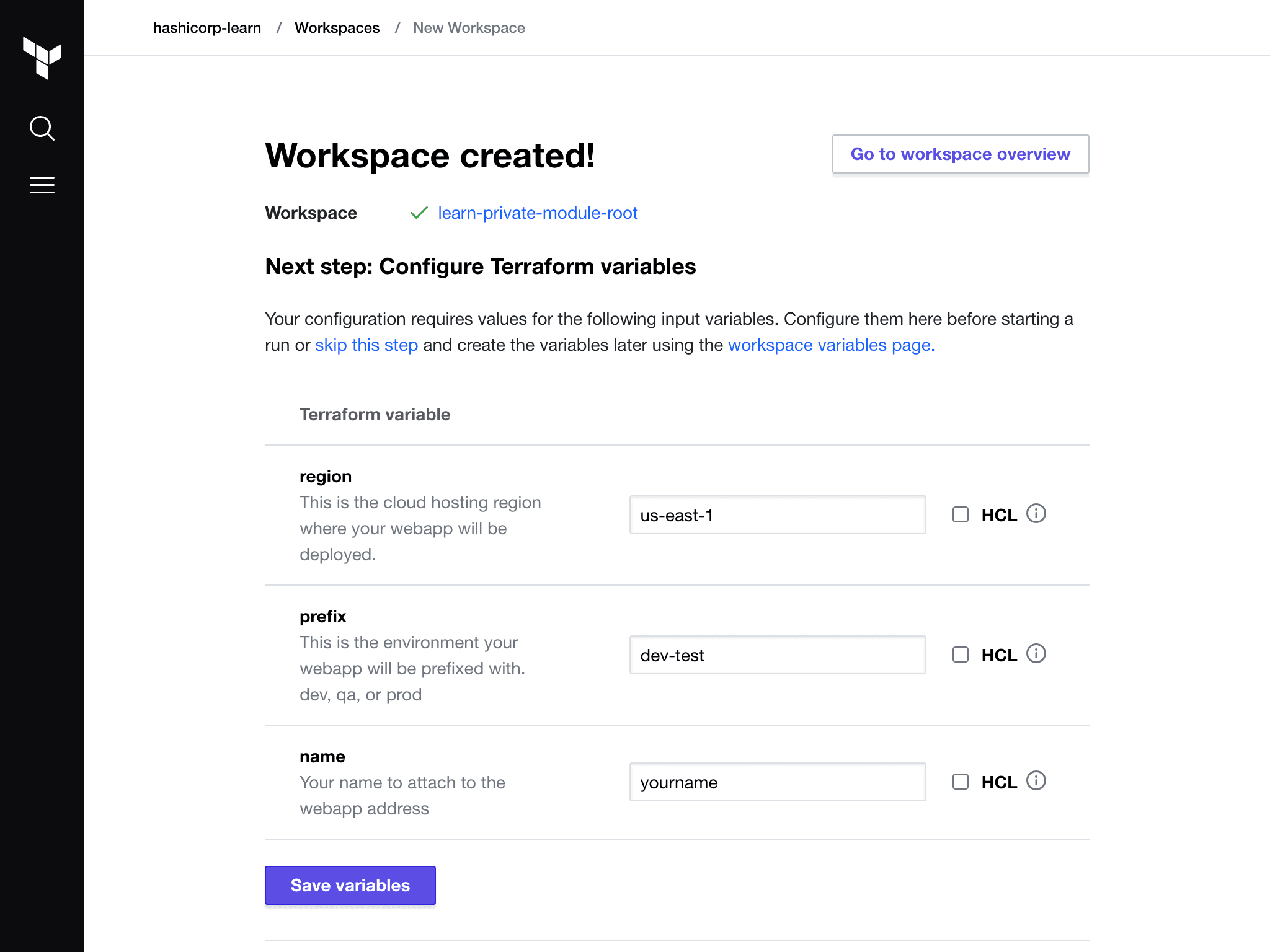 New variables page, added
variables