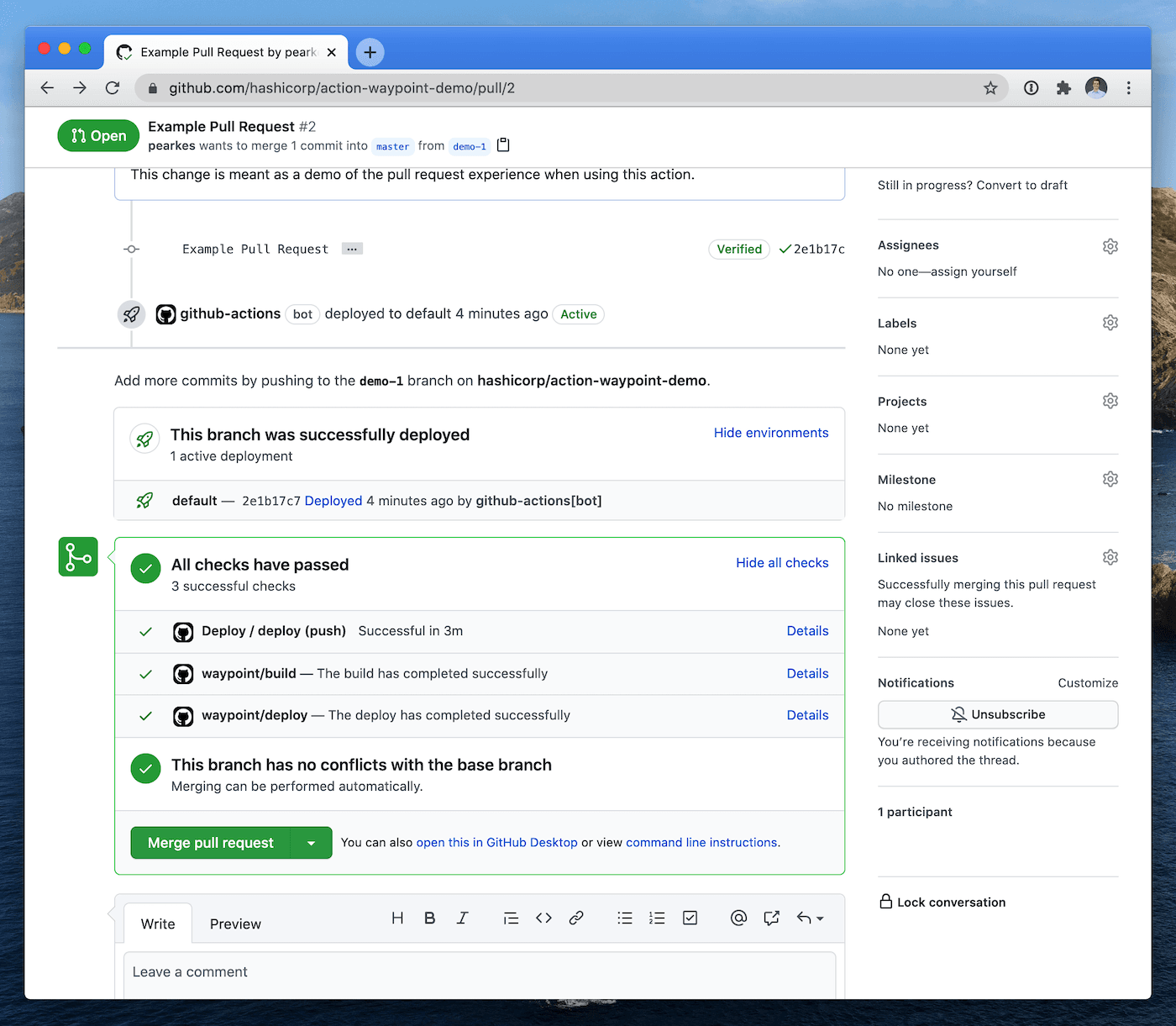 GitHub Action screenshot